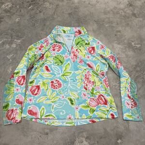 IBKUL Long Sleeve Top Tutti Seafoam Floral Size L Golf PickleBall READ DESCRIPTI